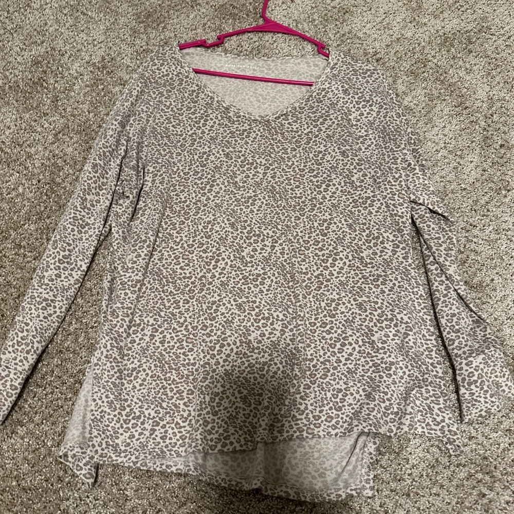 American Eagle Soft Leopard Print Long Sleeve Top